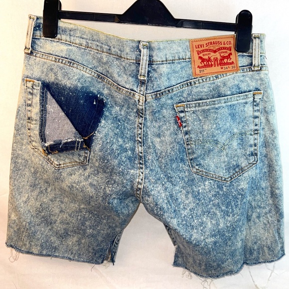 Levi's - DIY Cut Off/Distressed Shorts - Acid Wash - 511 Fit - 34 Men's - Thrash - Picture 1 of 8